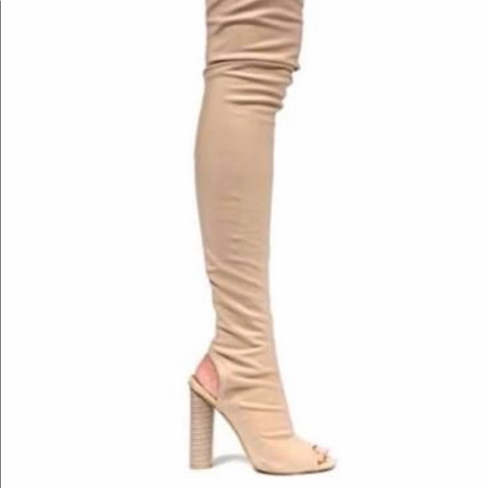 🔥New🔥 Nude Open toe open heel Thigh High Boots